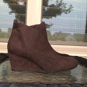 Brown Suede wedge ankle boot